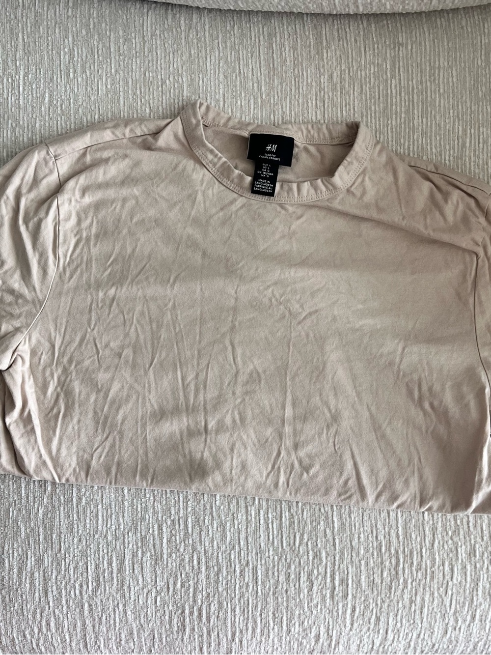 H&M Men’s Slim Fit Basic Crew Neck Tee in Light Beige